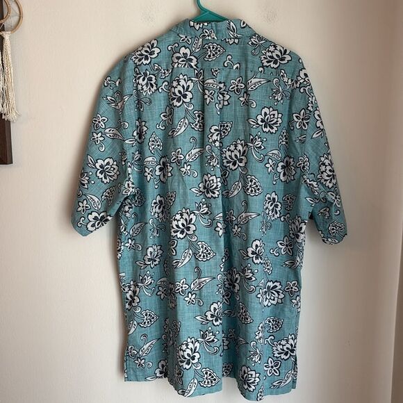 Reyn Spooner vintage Men’s Blue and White Hawaiian Casual Button Down Shirt XXL - Picture 9 of 9